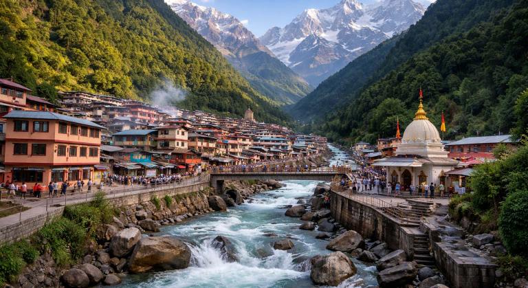 Gaurikund pilgrimage base for Kedarnath trek with hot water springs and scenic mountain surroundings